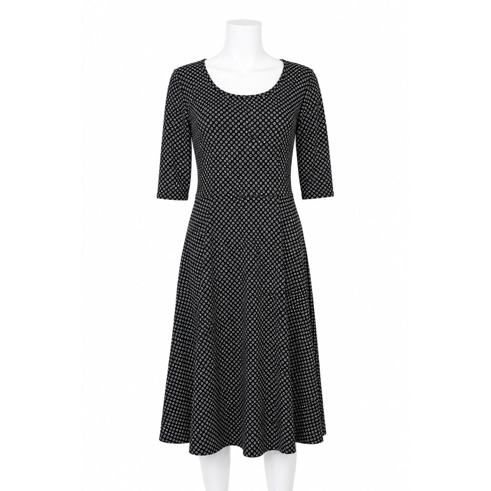 LuLaRoe Nicole Dress Women's 3XL Black White Polka Dot Fit Flare NWT Midi